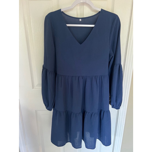 Holzkary Blue Long Sleeve Ruffle Dress size small NEW - Picture 2 of 7